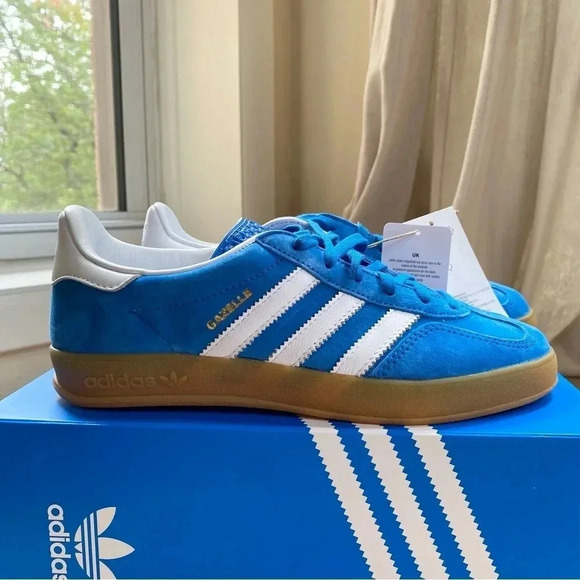 adidas Shoes - New Adidas Indoor Gazelle Sneakers Blue White Gum Womens 7